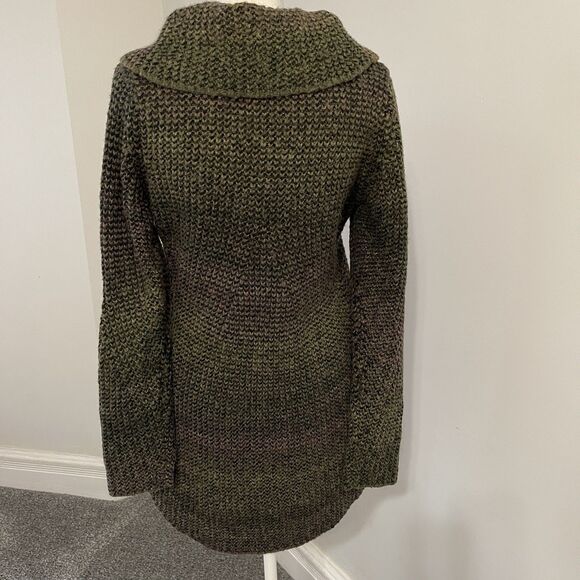 Prana Hunter Tunic Sweater Womens Medium Green Multi Shade Cowl Acrylic Wool - Picture 4 of 9